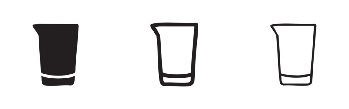 Measuring cup icons set. Kitchen utensil outline and glyph style vector illustration. Cooking and baking tool.