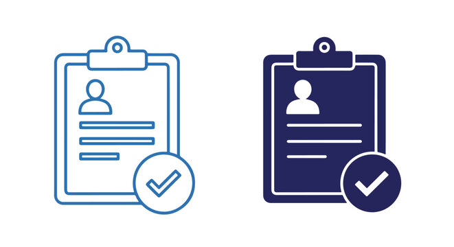Clipboard task completion icon set - Editable line icons. Vector illustration - Glyph and solid icon set - Icon vector