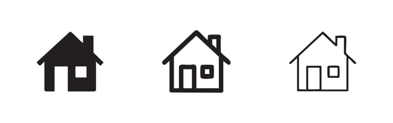 Fototapeta premium Set of home icons in glyph, line, and hand-drawn styles. House and real estate symbol illustration.