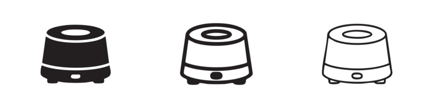 Humidifier or air diffuser icon set with solid, outline, and line style vector on white background