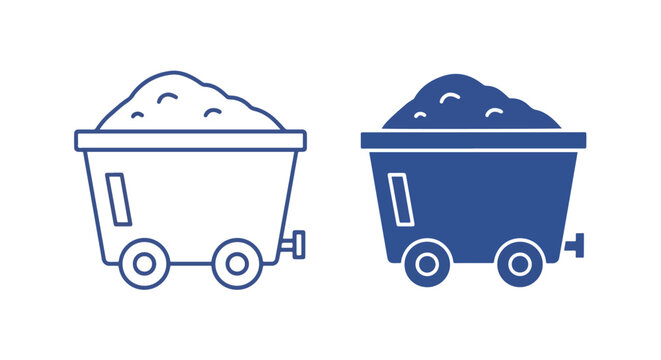 Mining cart filled with mineral ore icon - Glyph solid icon - Editable modern style icon - Clipart, sticker - icon set - Clipart