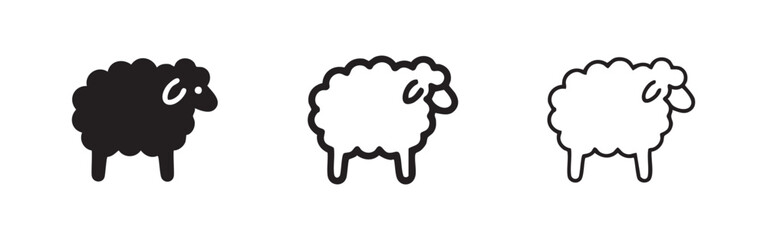 Obraz premium Sheep icon set representing livestock, farm animals, and wool