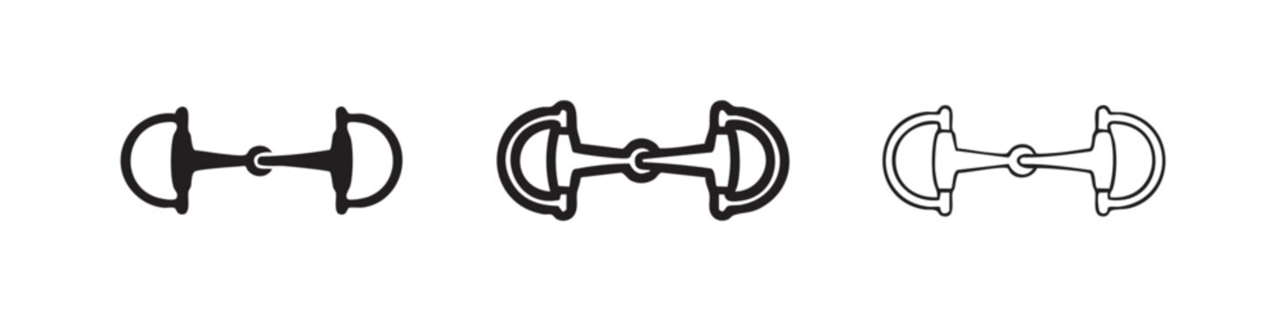 Horse bit icon set for equestrian sports and horse riding equipment