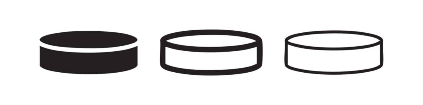Cylindrical database or data storage icon set, minimal black and white vector illustration