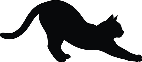 Black cat silhouette stretching © Nasrin