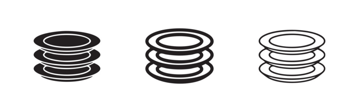 Set of three stacked ring icons in solid, outline, and doodle styles