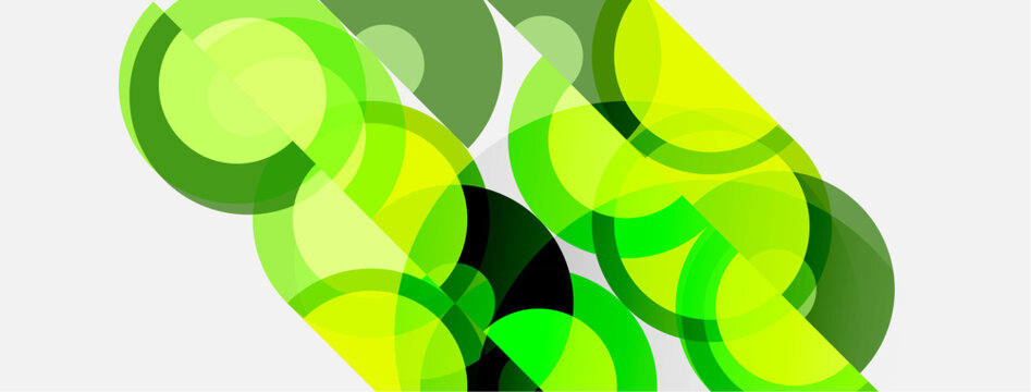 Abstract composition featuring overlapping green circles. Various shades create dynamic visual texture, simple background.