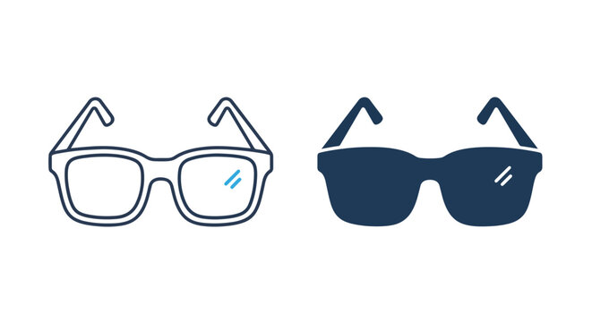 Fashionable sun glasses frame icons - Line and glyph solid icon and logo template - Clipart, sticker - icon set