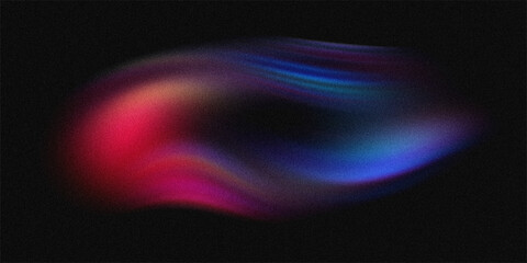 Abstract dynamic nebula cloud with vibrant neon red and blue light trails on black background for artistic digital art. © mia