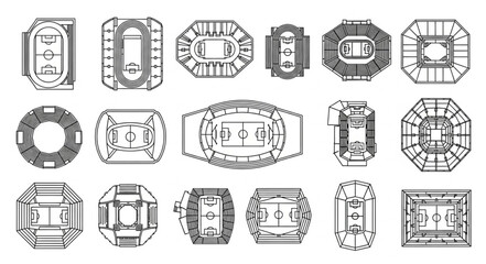 Collection of Stadium Architectural Plans Top Down View. © Widi