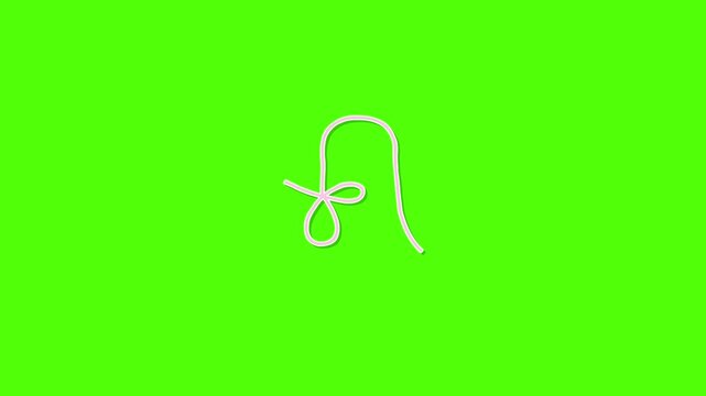 White Rope Knotting and Unknotting on a Green Screen Background.