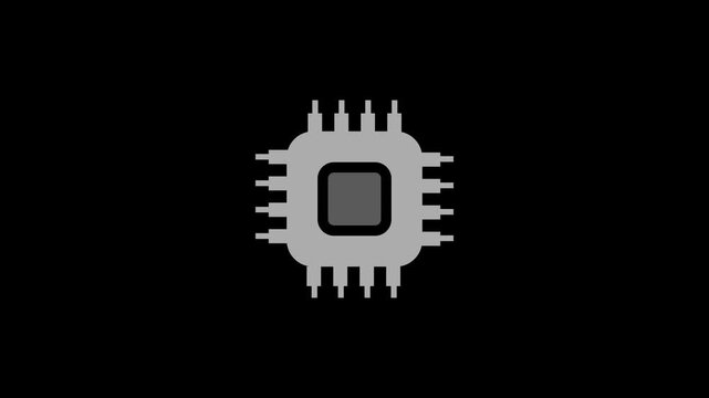 Computer processor with microcircuits CPU icon isolated on background