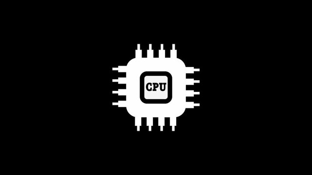 Computer processor with microcircuits CPU icon isolated on background