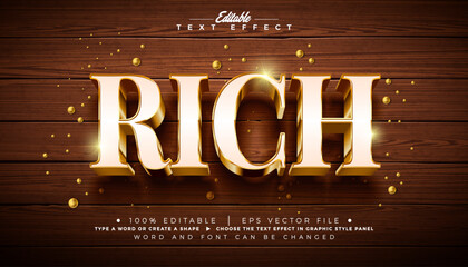 A luxurious editable text effect design with a rich gold typography on a wooden background © VFX Pro