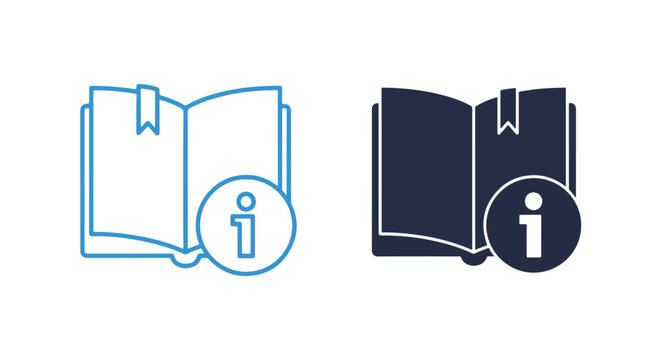 Open book with information symbol icon - Glyph solid icon - Editable modern style icon - Clipart, sticker - icon set - Clipart