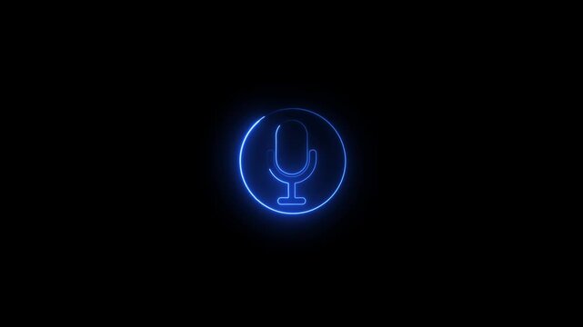 Animated leon line microphone icon on background concept