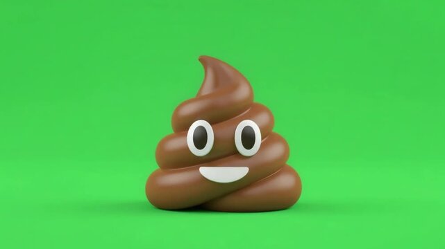 3D Funny Poop Emoji on Green Screen Animation