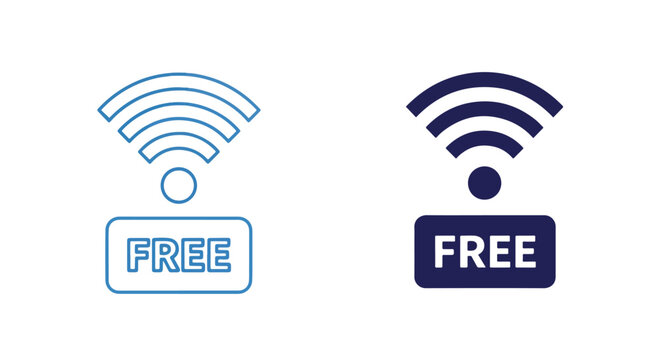Free wifi hotspot signal flat icon - Editable line icons. Vector illustration - Glyph and solid icon set - Icon vector