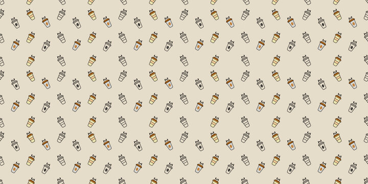 Seamless acorn pattern with brown and silver acorns on light beige background