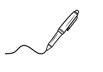 Fototapeta premium Classic ballpoint pen drawing a wavy line simple sketch with office supply
