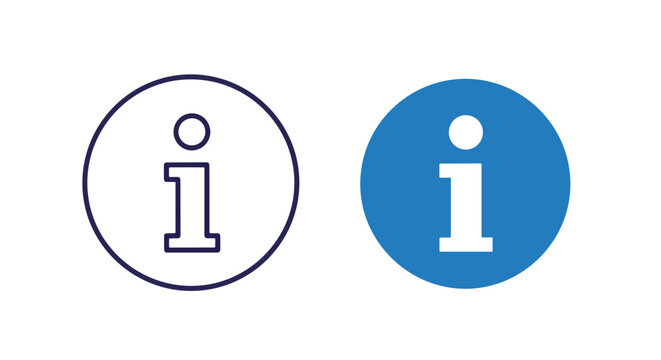 Information circle help button icon - Minimalist, flat icon, outline, glyph, linear, clipart, sticker - icon set