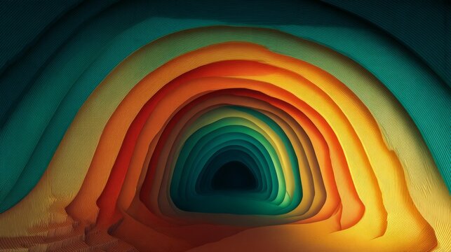 Colorful Abstract Geometric Tunnel with Layered Forms