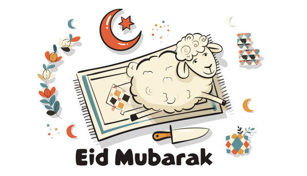 Qurbani Lamb Illustration for Eid Al adha Celebration Islamic Holiday