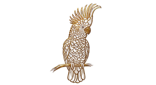 Golden cockatoo, bird illustration, animal design, vector graphics