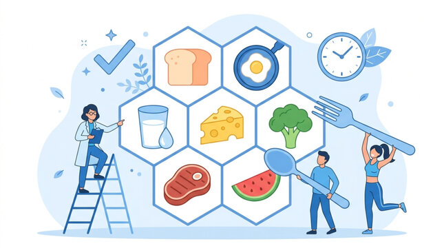 Healthy Eating Habits and Balanced Diet Components Illustrated