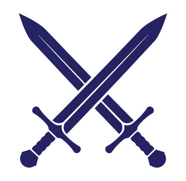 Two crossed swords with handles and pommels in a crisscross pattern
