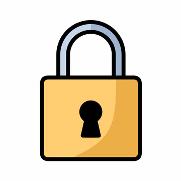 Padlock icon for security and privacy protection concept. Flat cartoon lock vector illustration