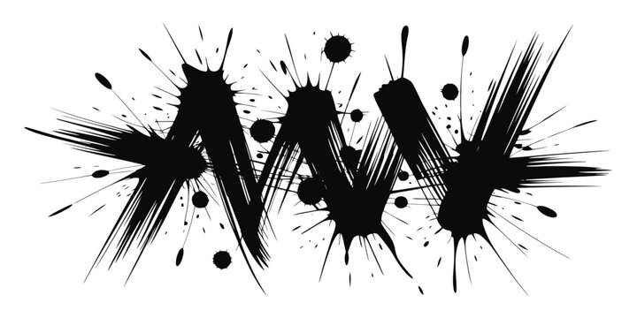 Black ink splatter text effect with bold letters a grunge
