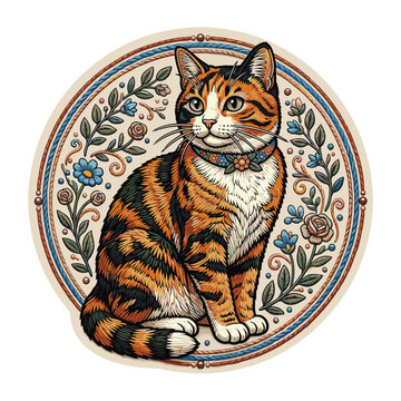 cat embroidery vector image