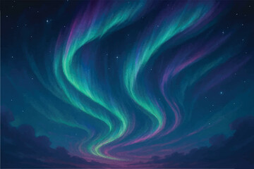 Naklejka premium Aurora view in sky design digital art style, illustration