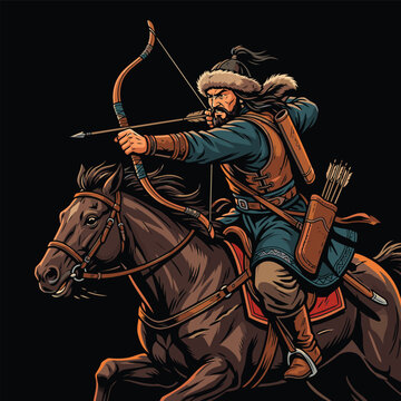 vector image of an archer on a horse
