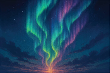 Naklejka premium Aurora view in sky design digital art style, illustration