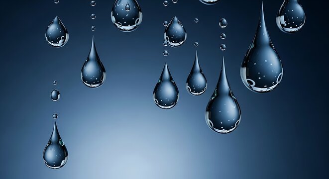 Water Droplets on a Blue Gradient Background - A Study in Texture and Light.