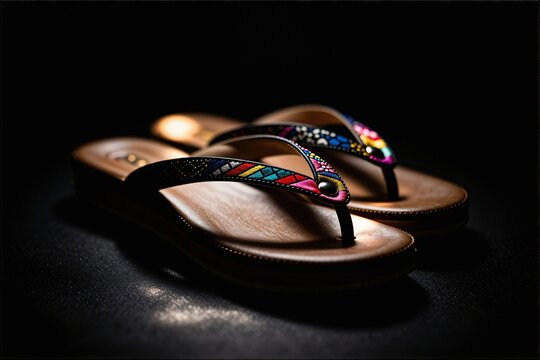 Japanese womens zori sandals with colorful ornate thong straps hanao