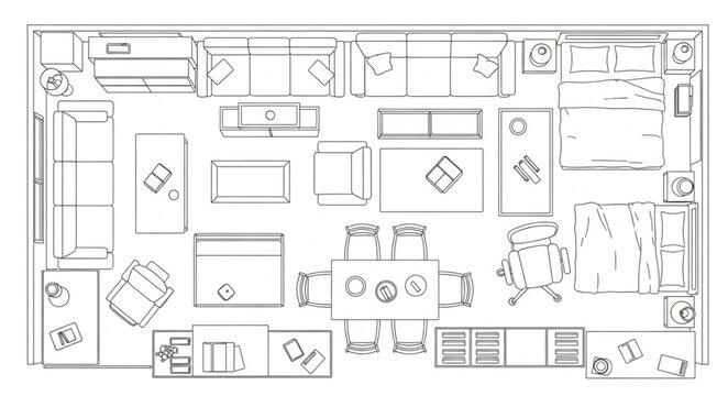 Architectural floor plan drawing of a modern apartment layout.
