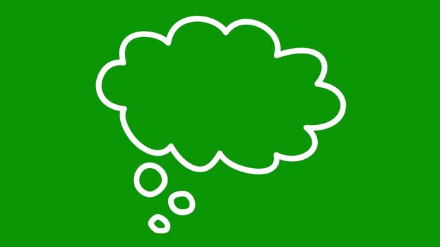 thought bubble with dots being smoothly drawn by pencil on green screen. Hand drawn idea cloud animation for concepts, brainstorming, speech and creative video projects.