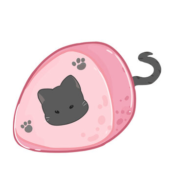 Cute Cake with Cat PNG Illustration