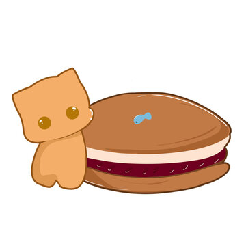 Cute Pancake with Orange Cat Illustration
