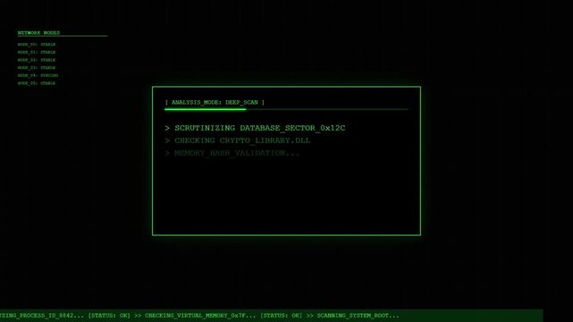 Cloud Synchronization Stable with Secure Data Packet Encryption and Load Balancer Active Network Traffic Monitor Digital Interface Animation.