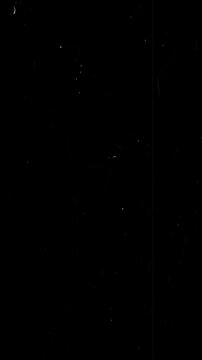 Old film tape defects with vertical VHS glitch, retro dust, scratches, and film grain overlay on black background 4K video resolution. 