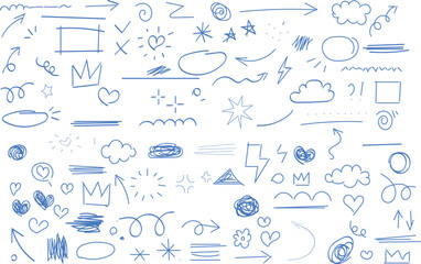 Obraz premium hand drawn school doodle set ,of decorative childish elements. outline vector illustration 
