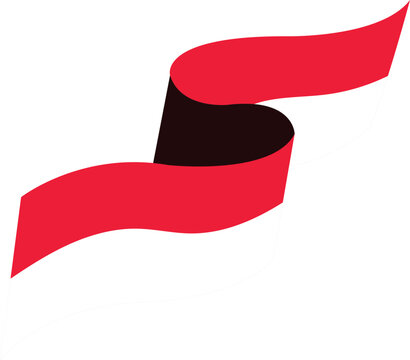 Red and White Ribbon Flag Sumpah Pemuda Day Illustration