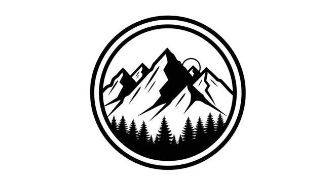 Black and white mountain logo design.