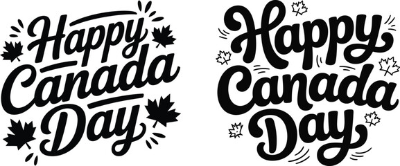 Happy Canada day typography vector design, hand lettering Canada day quote with maple leaf and Canadian flag for t shirt print and sticker © noorskills