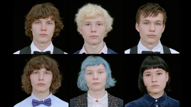 Youth, individuality and Generation Z: six portraits of tans zoomers. Pride month. Gender and sexual identity