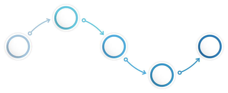 Workflow infographic template with five steps connected by arrows